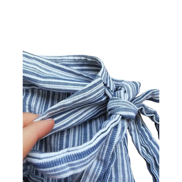 Rebecca Taylor Blue White Striped Cotton Ruffled Wrap Skirt 6 Coquette Coastal - Picture 4 of 9